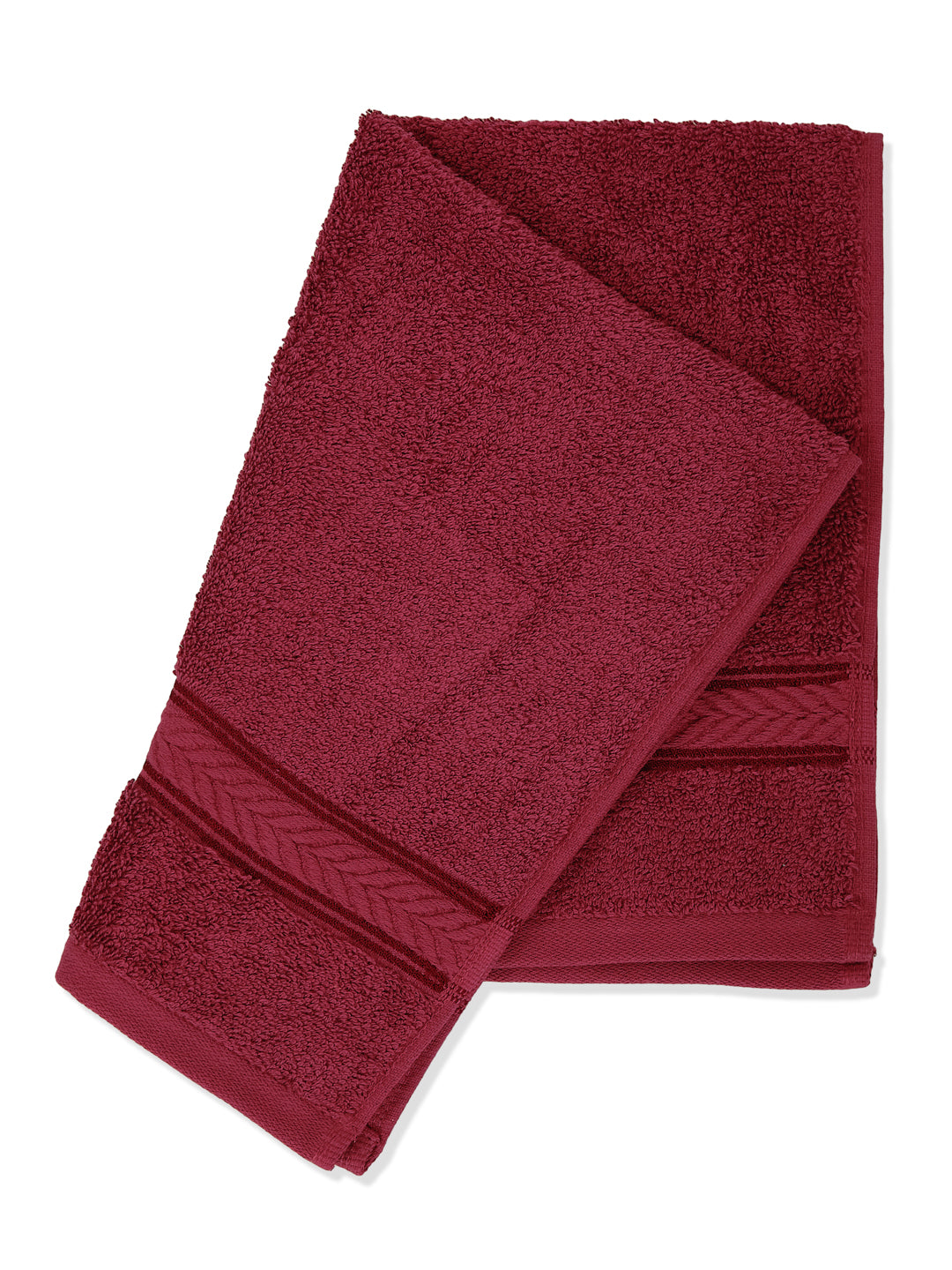 Premium Red 100% Cotton Solid 525 GSM Hand Towel Amber 2 Pc Set Pvc Pack