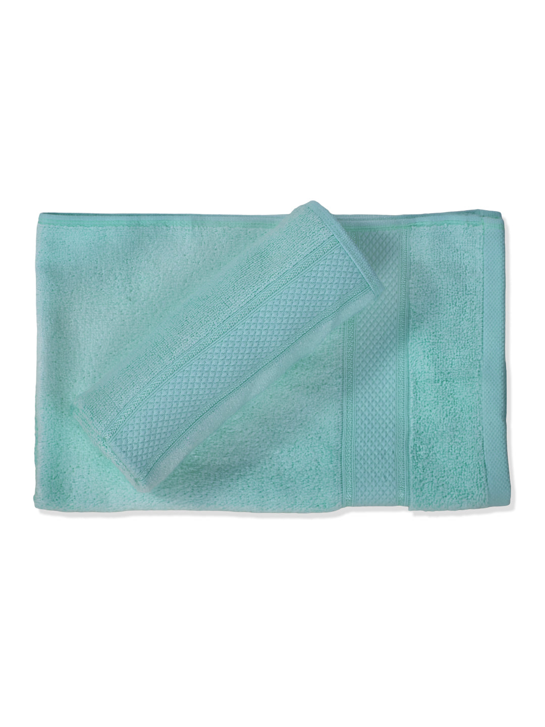 Premium Sea Green 100% Cotton Solid 525 GSM Hand Towel Amber 2 Pc Set Pvc Pack
