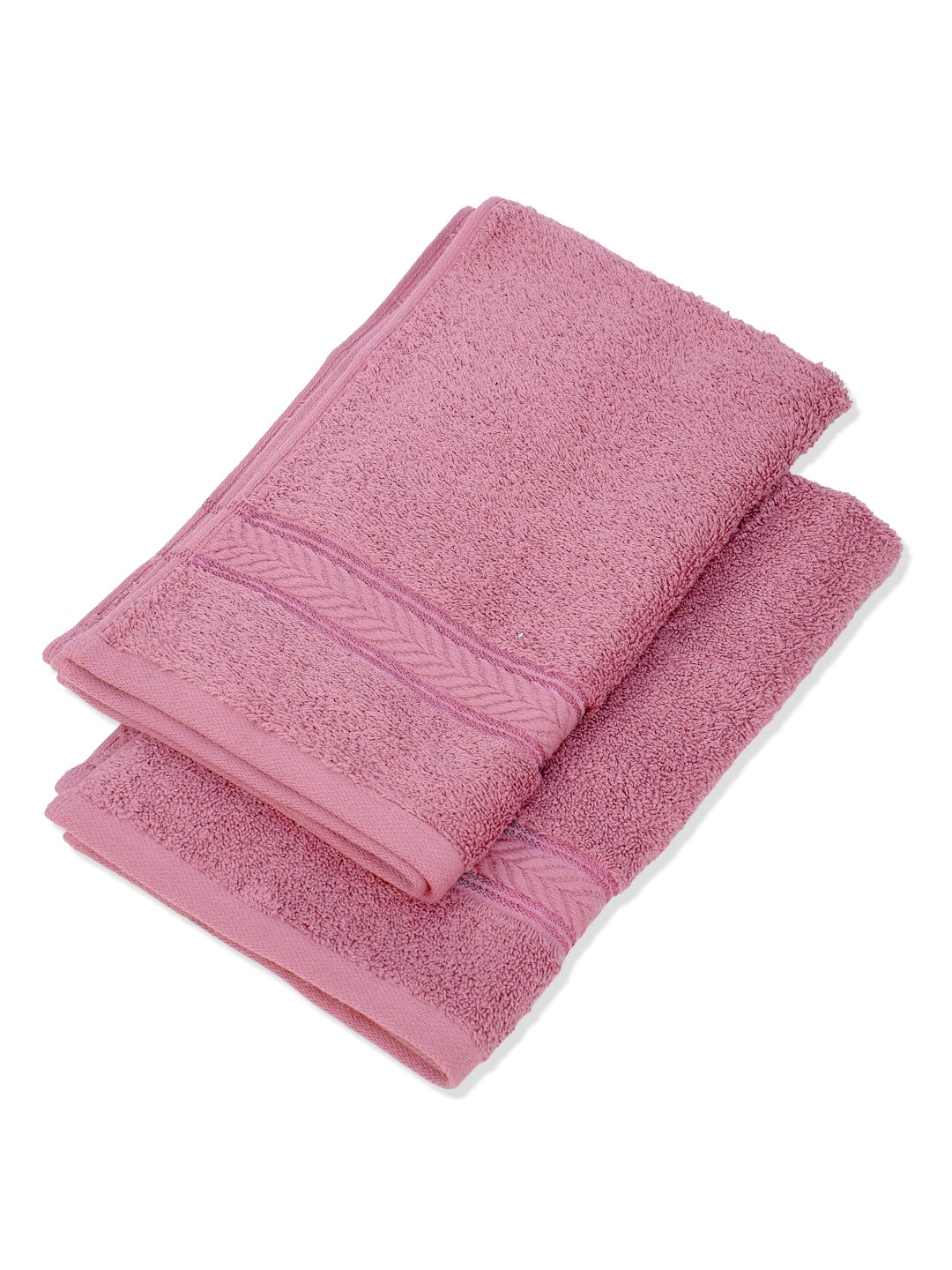 Premium Prism Pink 100% Cotton Solid 525 GSM Hand Towel Amber 2 Pc Set Pvc Pack