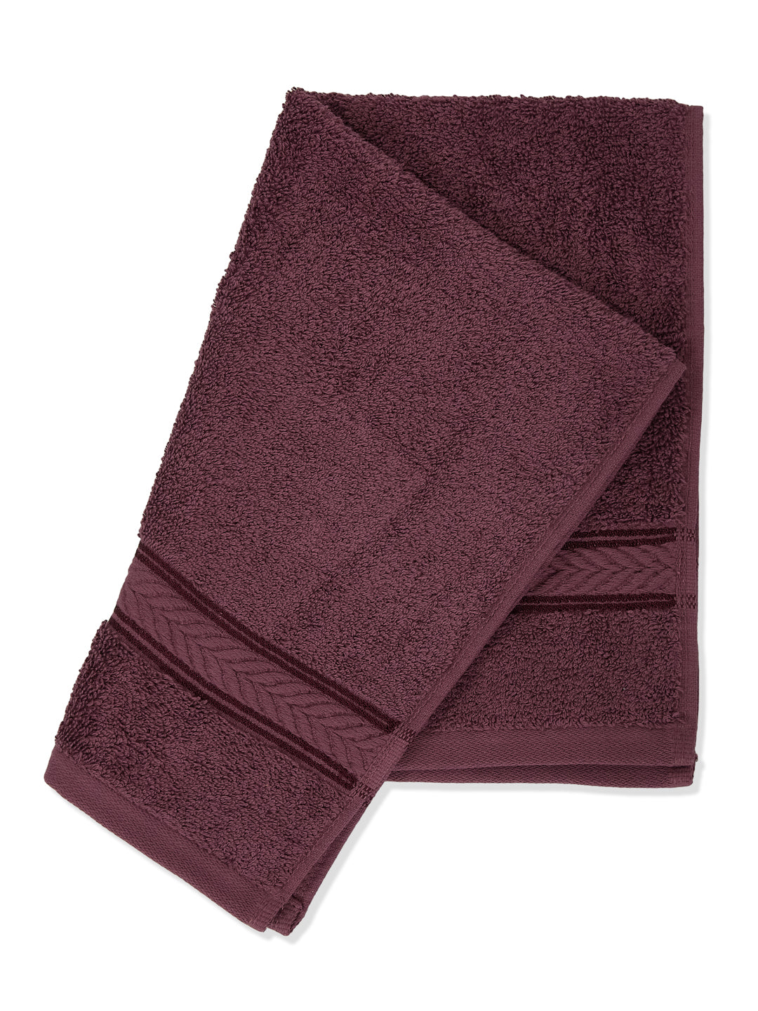 Premium Maroon 100% Cotton Solid 525 GSM Hand Towel Amber 2 Pc Set Pvc Pack