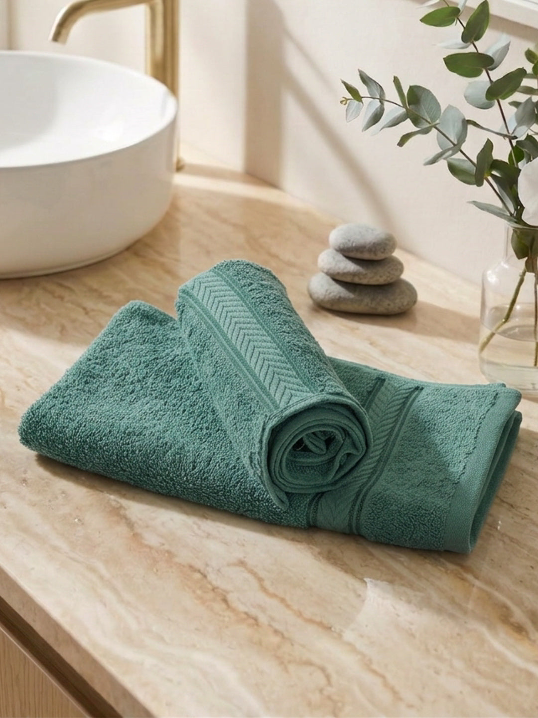 Premium Bristol Blue 100% Cotton Solid 525 GSM Hand Towel Amber 2 Pc Set Pvc Pack