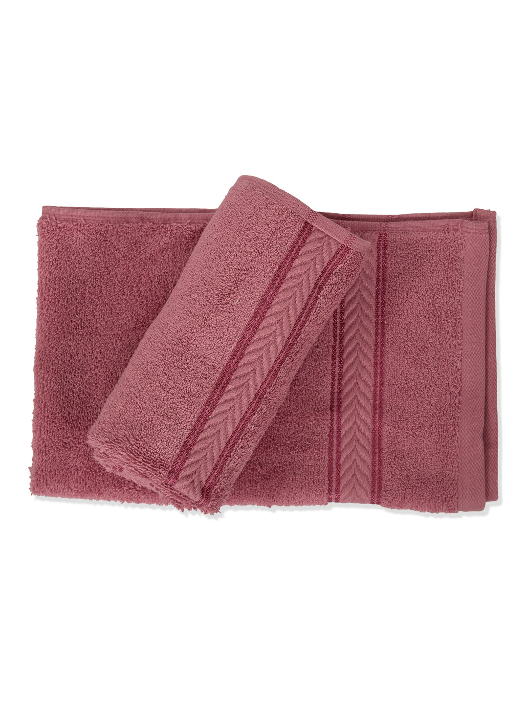 Premium Dusty Rose 100% Cotton Solid 525 GSM Hand Towel Amber 2 Pc Set Pvc Pack