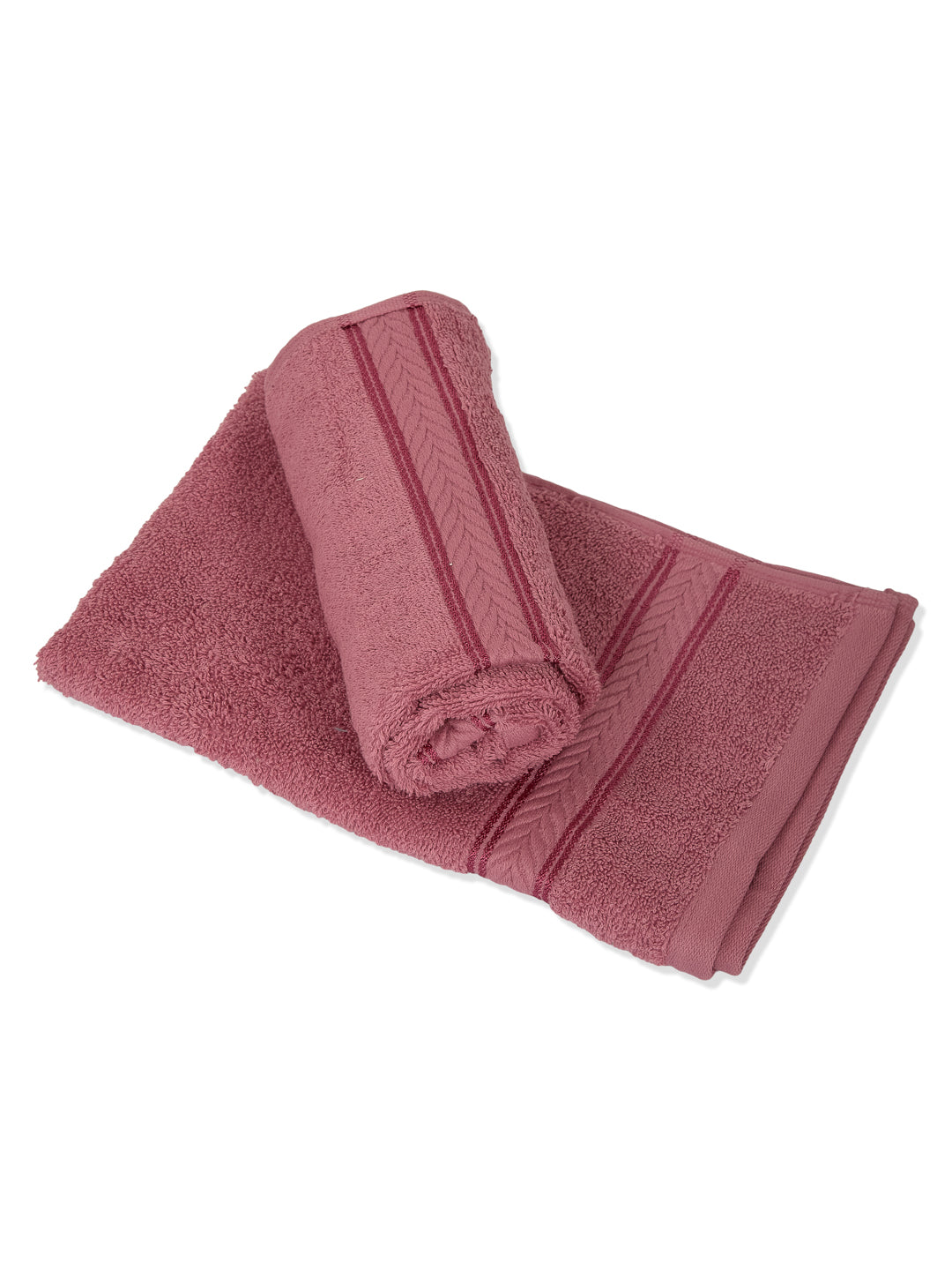Premium Dusty Rose 100% Cotton Solid 525 GSM Hand Towel Amber 2 Pc Set Pvc Pack