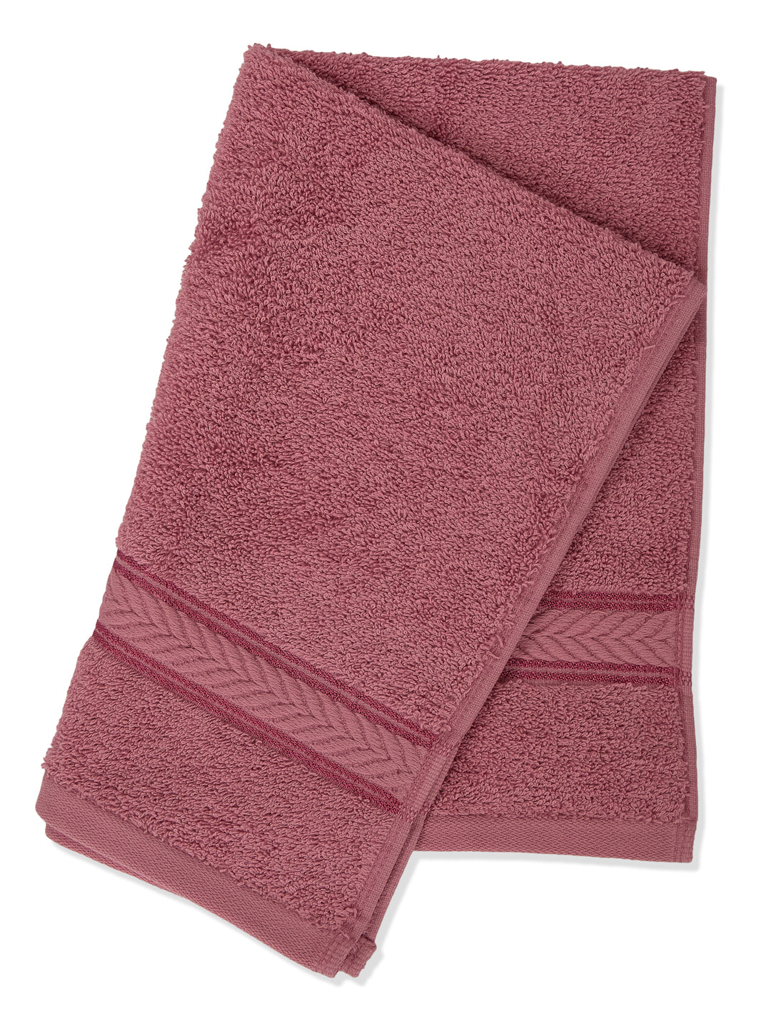 Premium Dusty Rose 100% Cotton Solid 525 GSM Hand Towel Amber 2 Pc Set Pvc Pack