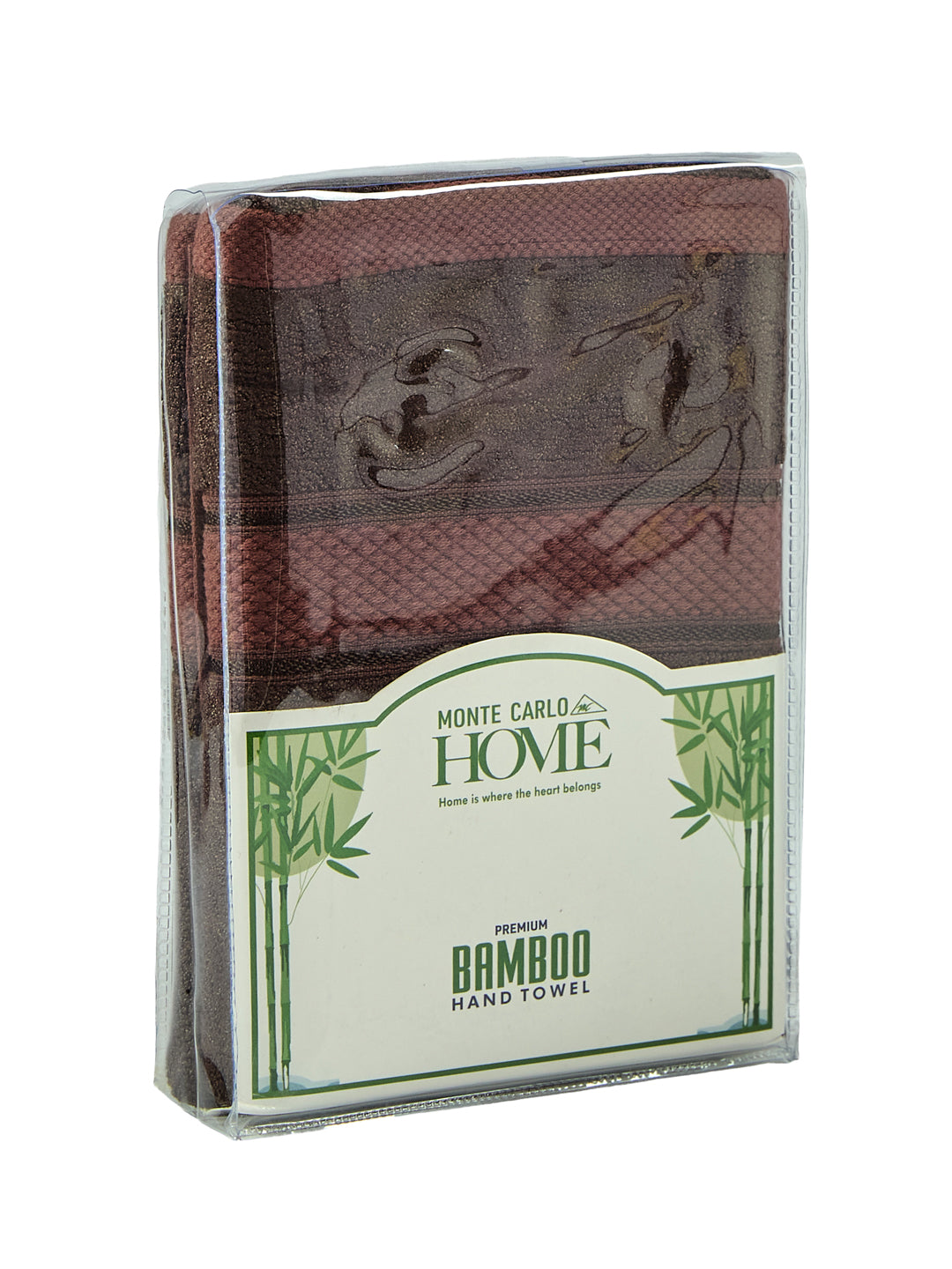 Luxury Dark Brown Bamboo Cotton Solid 600 GSM Hand Towel Eco Bamboo 2 Pc Set Pvc Pack