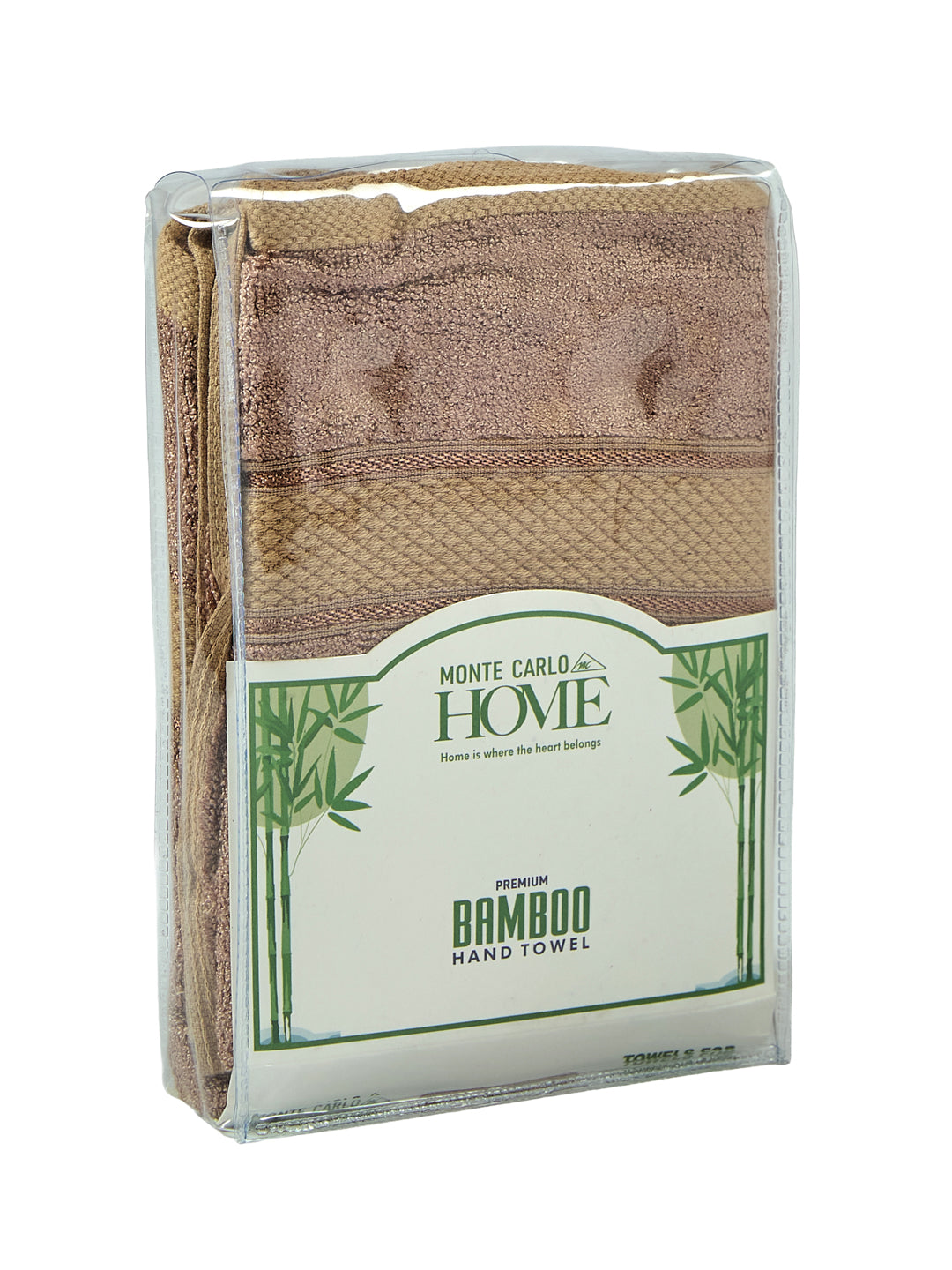 Luxury Camel Brown Bamboo Cotton Solid 600 GSM Hand Towel Eco Bamboo 2 Pc Set Pvc Pack