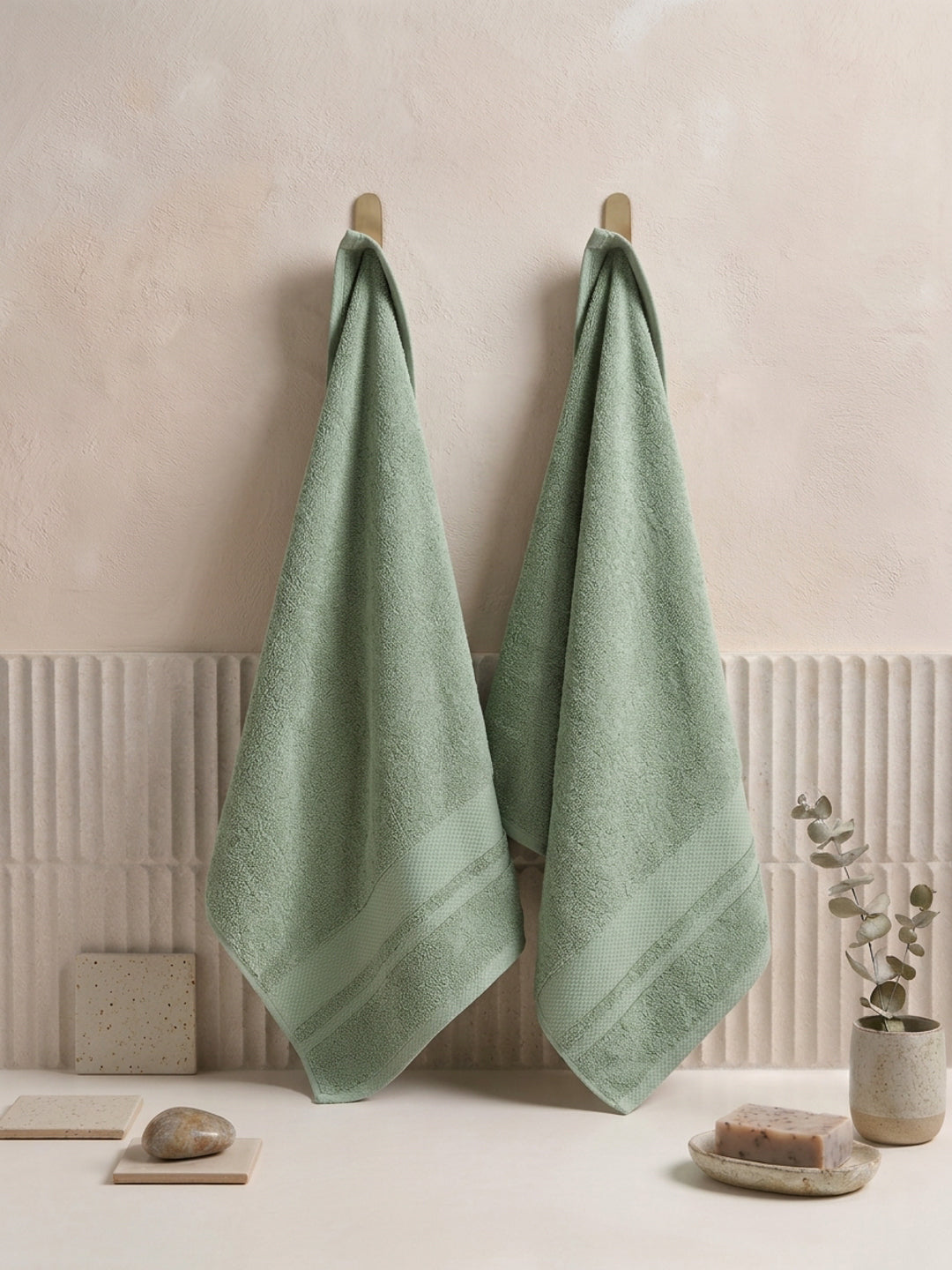 Luxury Sea Green 100% Cotton Solid 625 GSM Hand Towel Eusapia 2 Pc Set Box Pack