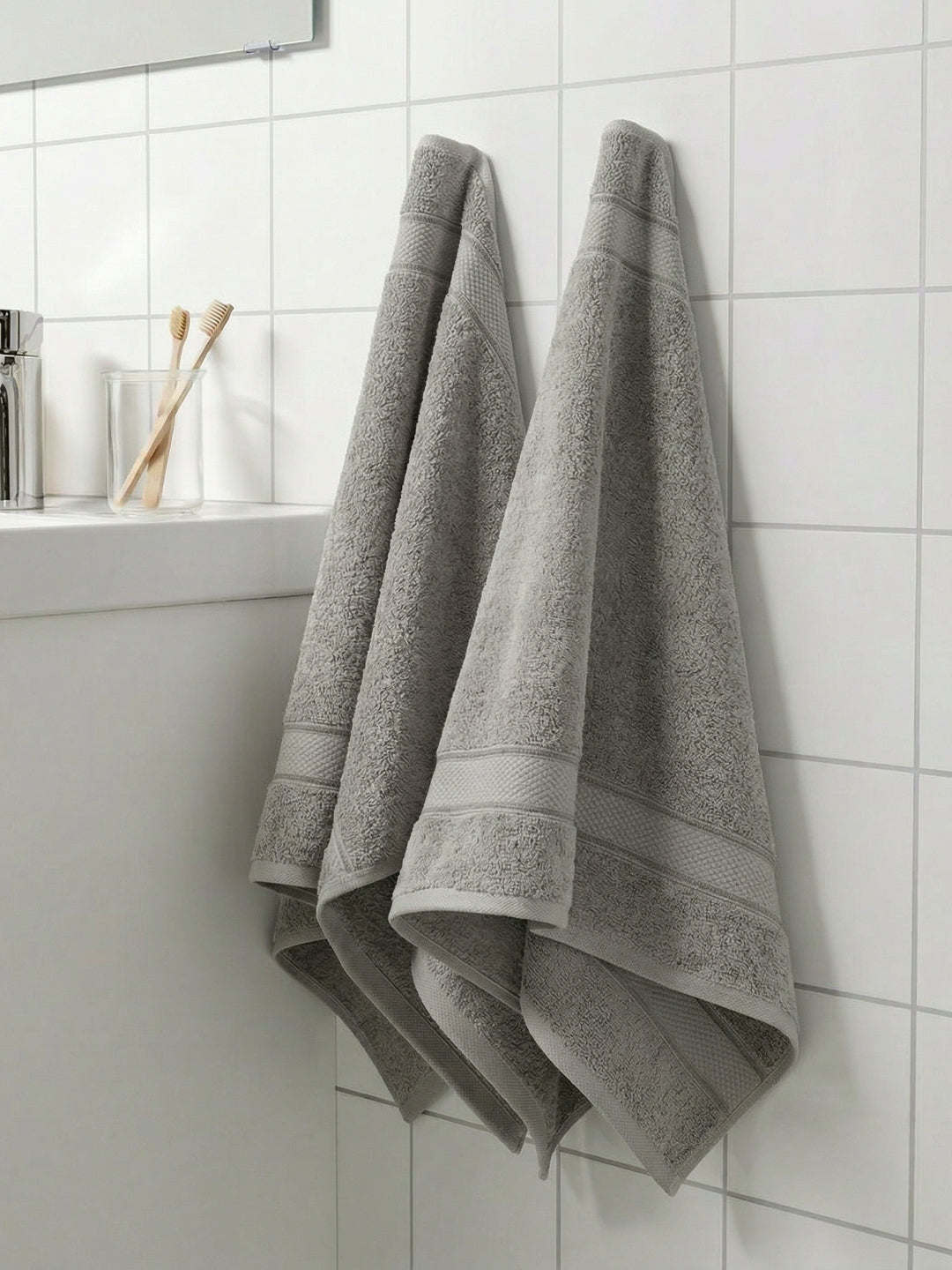 Luxury Light Grey 100% Cotton Solid 625 GSM Hand Towel Eusapia 2 Pc Set Box Pack