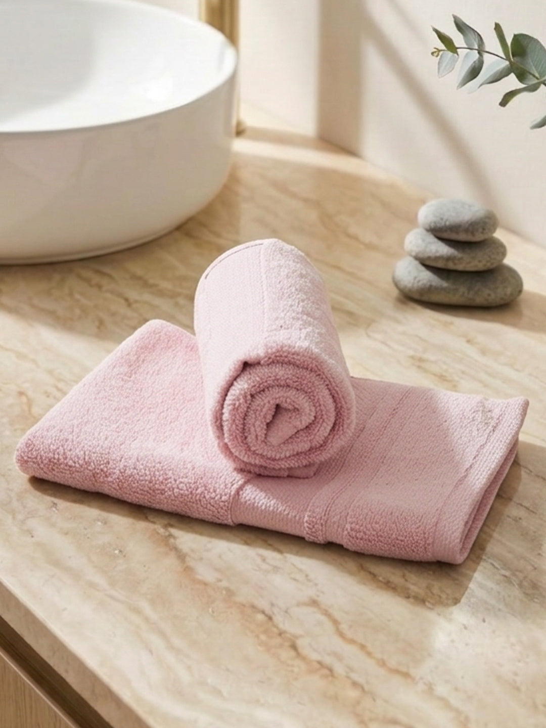 Luxury Pink 100% Cotton Solid 625 GSM Hand Towel Eusapia 2 Pc Set Box Pack