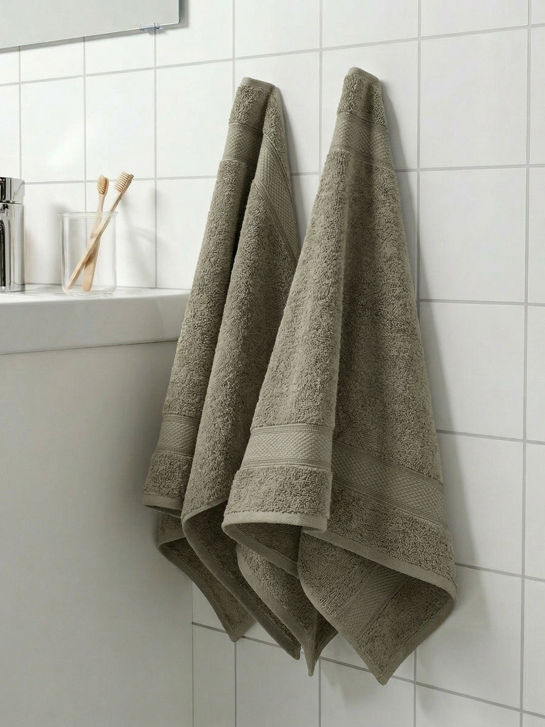 Luxury Grey 100% Cotton Solid 625 GSM Hand Towel Eusapia 2 Pc Set Box Pack