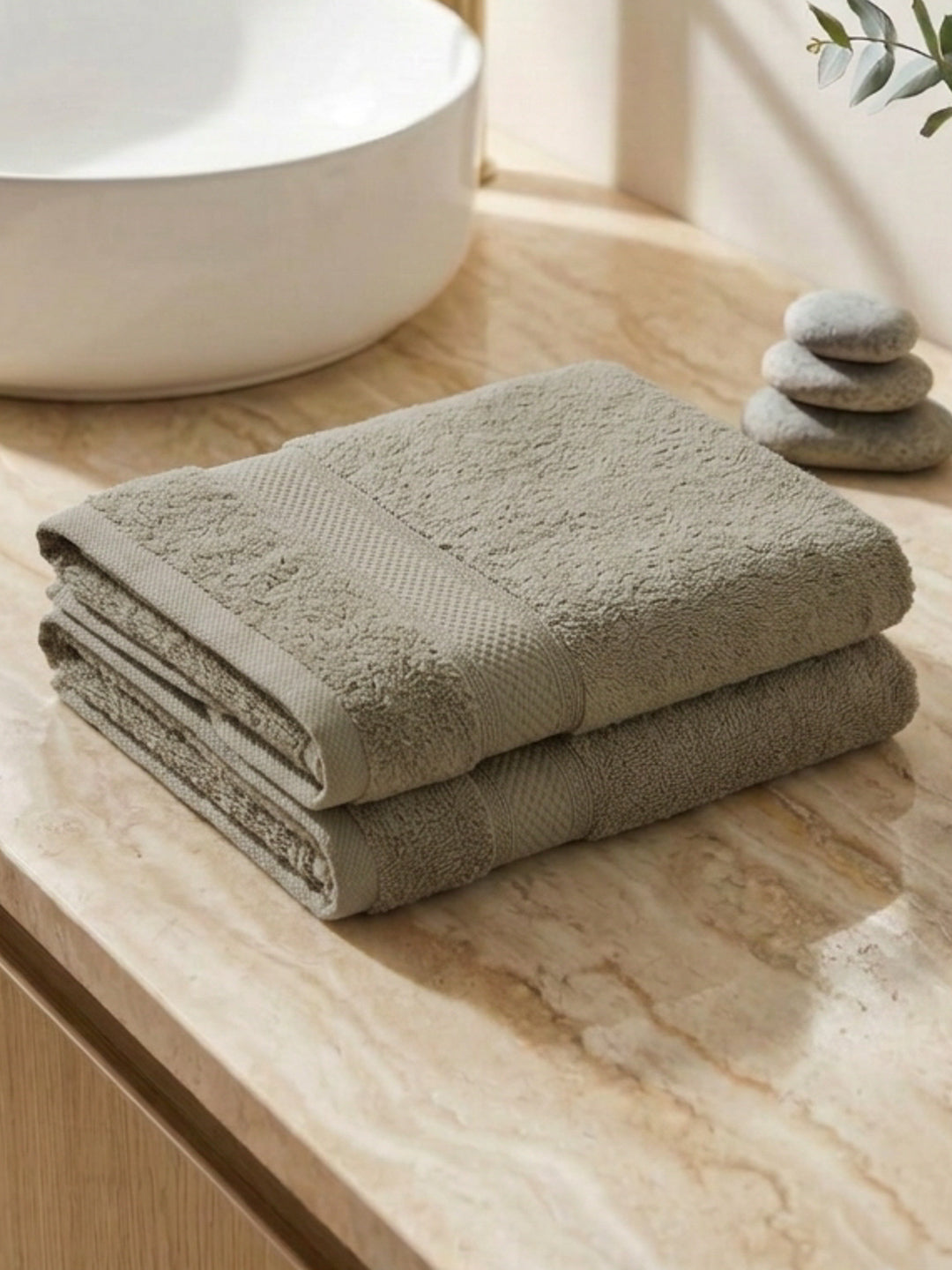 Luxury Grey 100% Cotton Solid 625 GSM Hand Towel Eusapia 2 Pc Set Box Pack