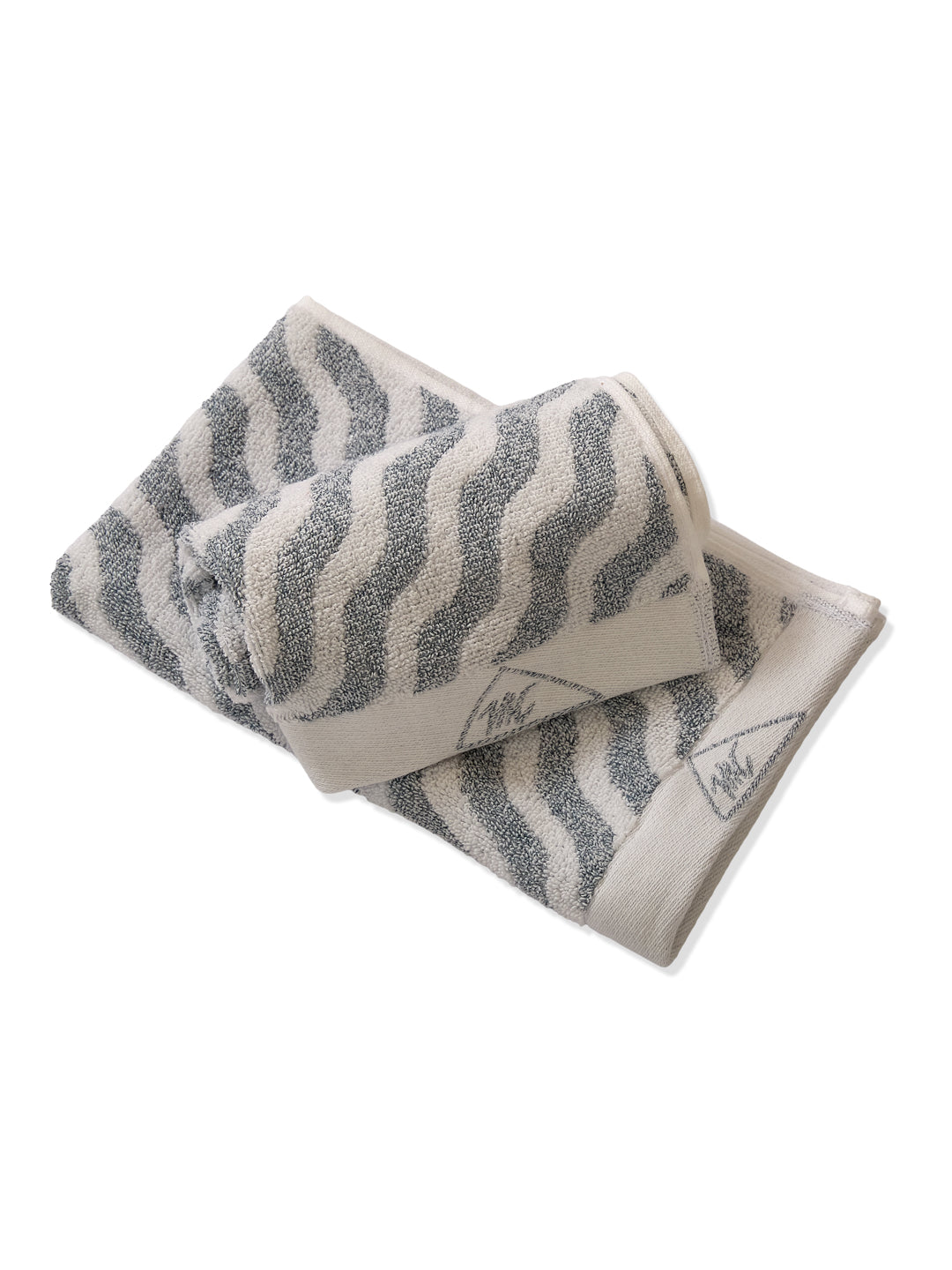 Premium Navy Blue & White Pure Cotton Self Design 500 GSM Hand Towel 2 Pc Set (Green Weave Collection)