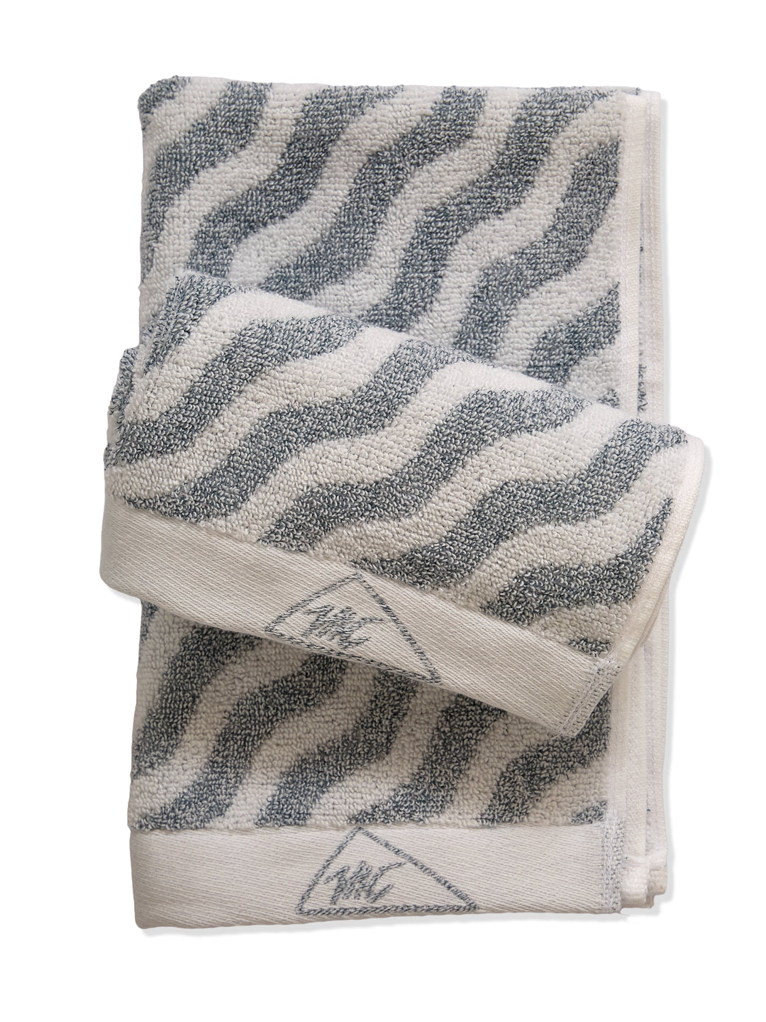 Premium Navy Blue & White Pure Cotton Self Design 500 GSM Hand Towel 2 Pc Set (Green Weave Collection)