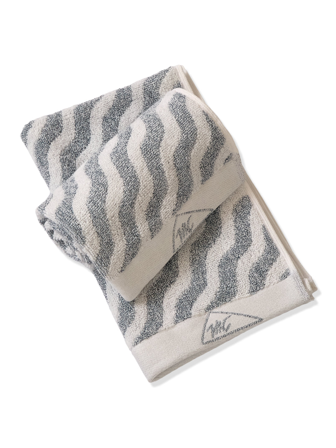 Premium Navy Blue & White Pure Cotton Self Design 500 GSM Hand Towel 2 Pc Set (Green Weave Collection)