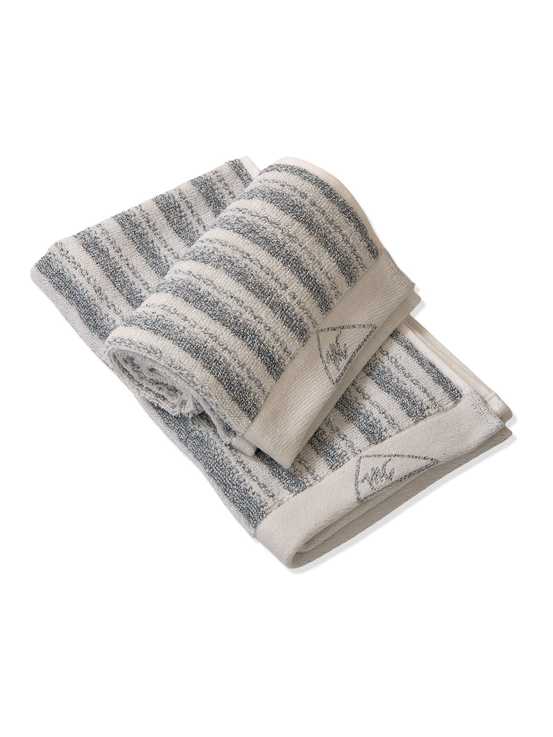 Premium Navy Blue & White Pure Cotton Self Design 500 GSM Hand Towel 2 Pc Set (Green Weave Collection)