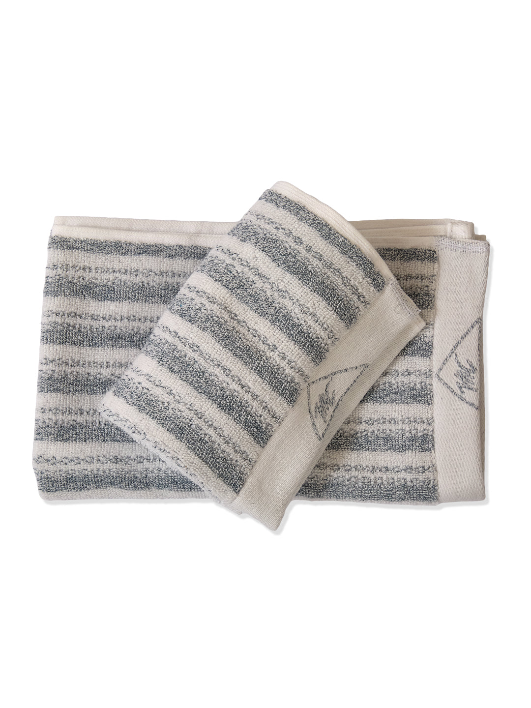 Premium Navy Blue & White Pure Cotton Self Design 500 GSM Hand Towel 2 Pc Set (Green Weave Collection)