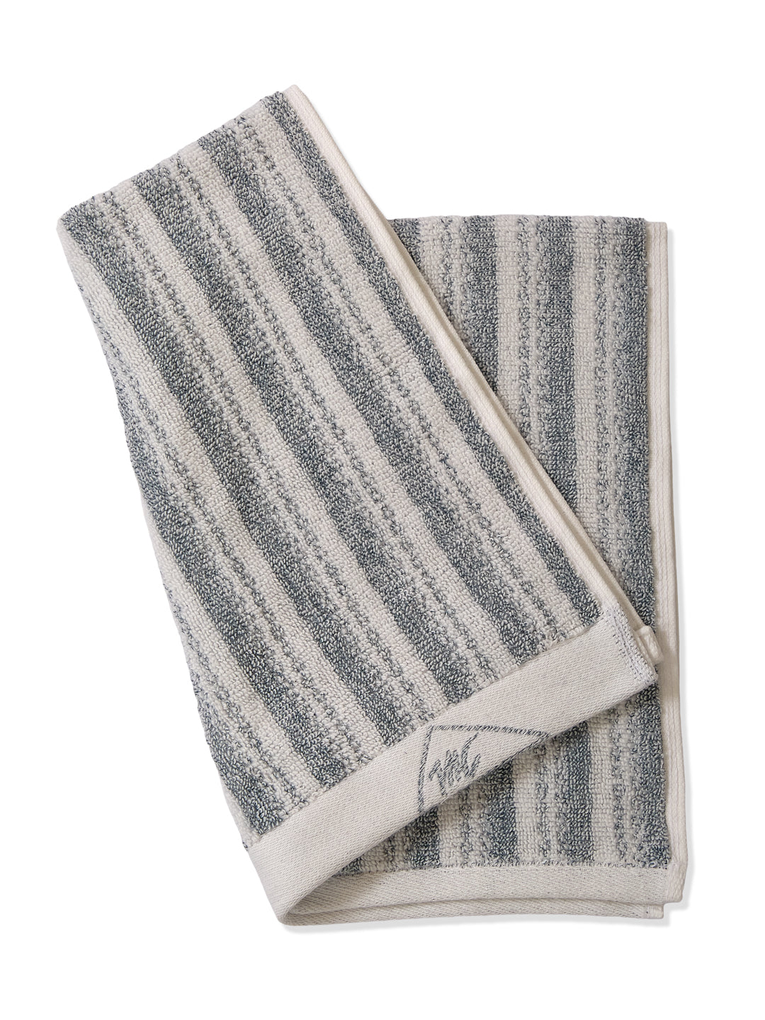 Premium Navy Blue & White Pure Cotton Self Design 500 GSM Hand Towel 2 Pc Set (Green Weave Collection)