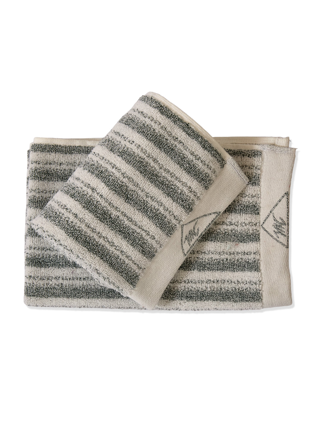 Premium Green & White Pure Cotton Self Design 500 GSM Hand Towel 2 Pc Set (Green Weave Collection)