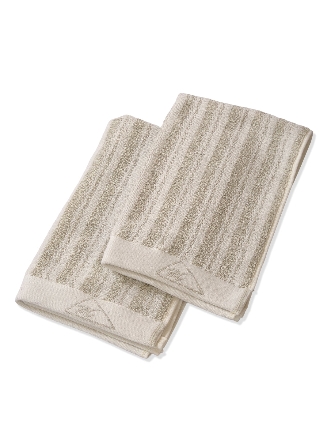 Premium Beige & White Pure Cotton Self Design 500 GSM Hand Towel 2 Pc Set (Green Weave Collection)