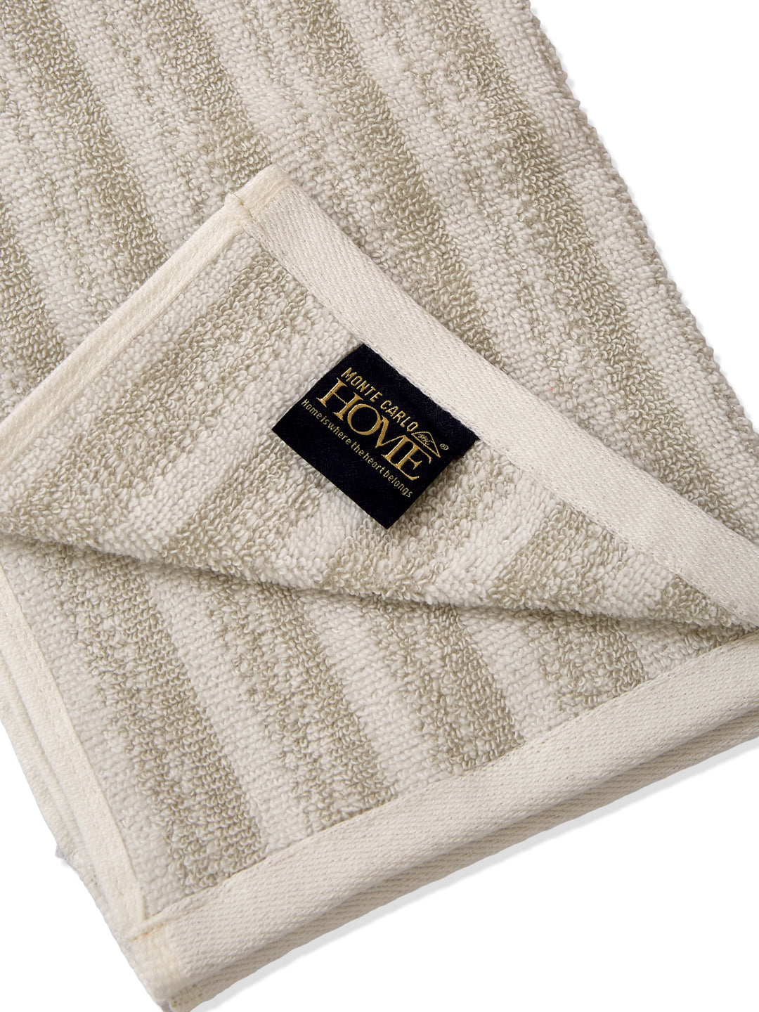 Premium Beige & White Pure Cotton Self Design 500 GSM Hand Towel 2 Pc Set (Green Weave Collection)