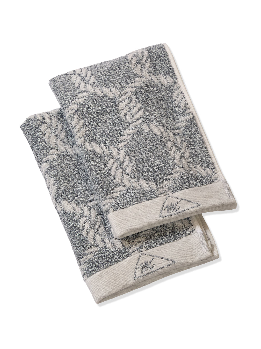 Premium Navy Blue & White Pure Cotton Self Design 500 GSM Hand Towel 2 Pc Set (Green Weave Collection)