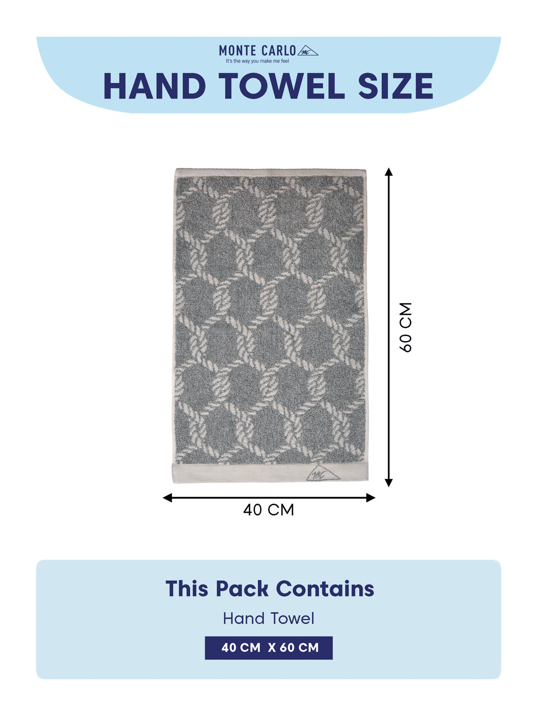 Premium Navy Blue & White Pure Cotton Self Design 500 GSM Hand Towel 2 Pc Set (Green Weave Collection)