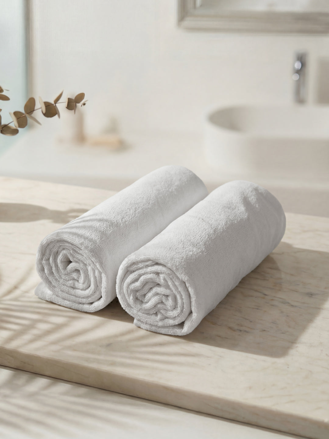 Premium White Pure Cotton Solid 585 GSM Hand Towel 4 Pc Set (Hotel Collection)