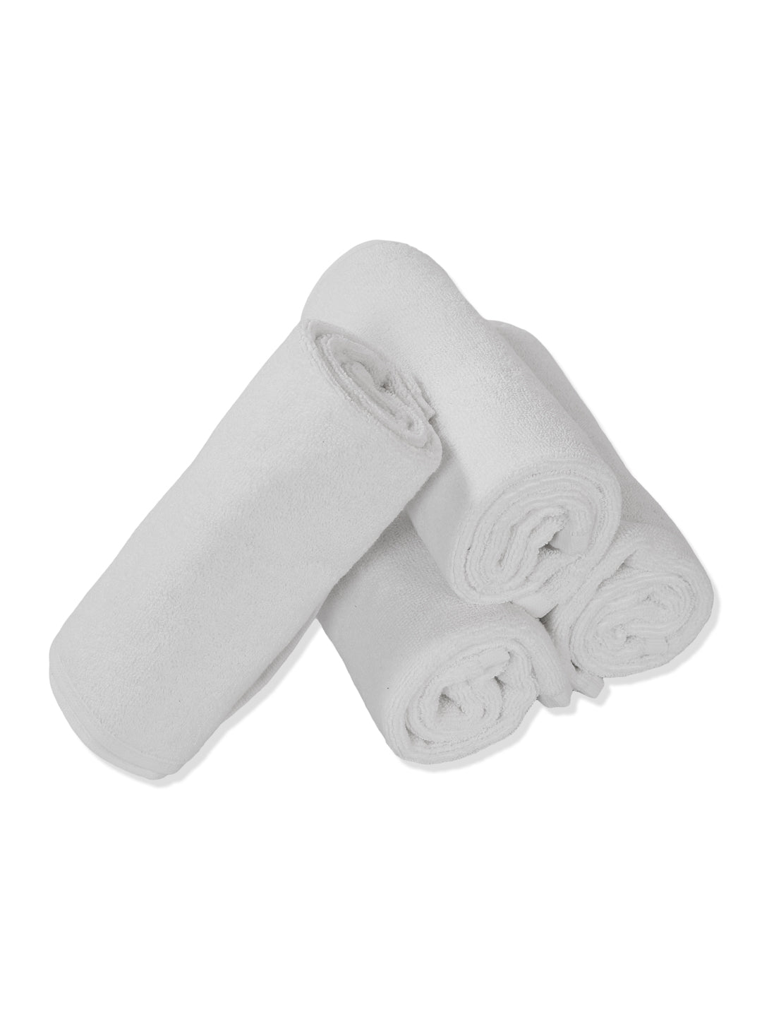 Premium White Pure Cotton Solid 585 GSM Hand Towel 4 Pc Set (Hotel Collection)