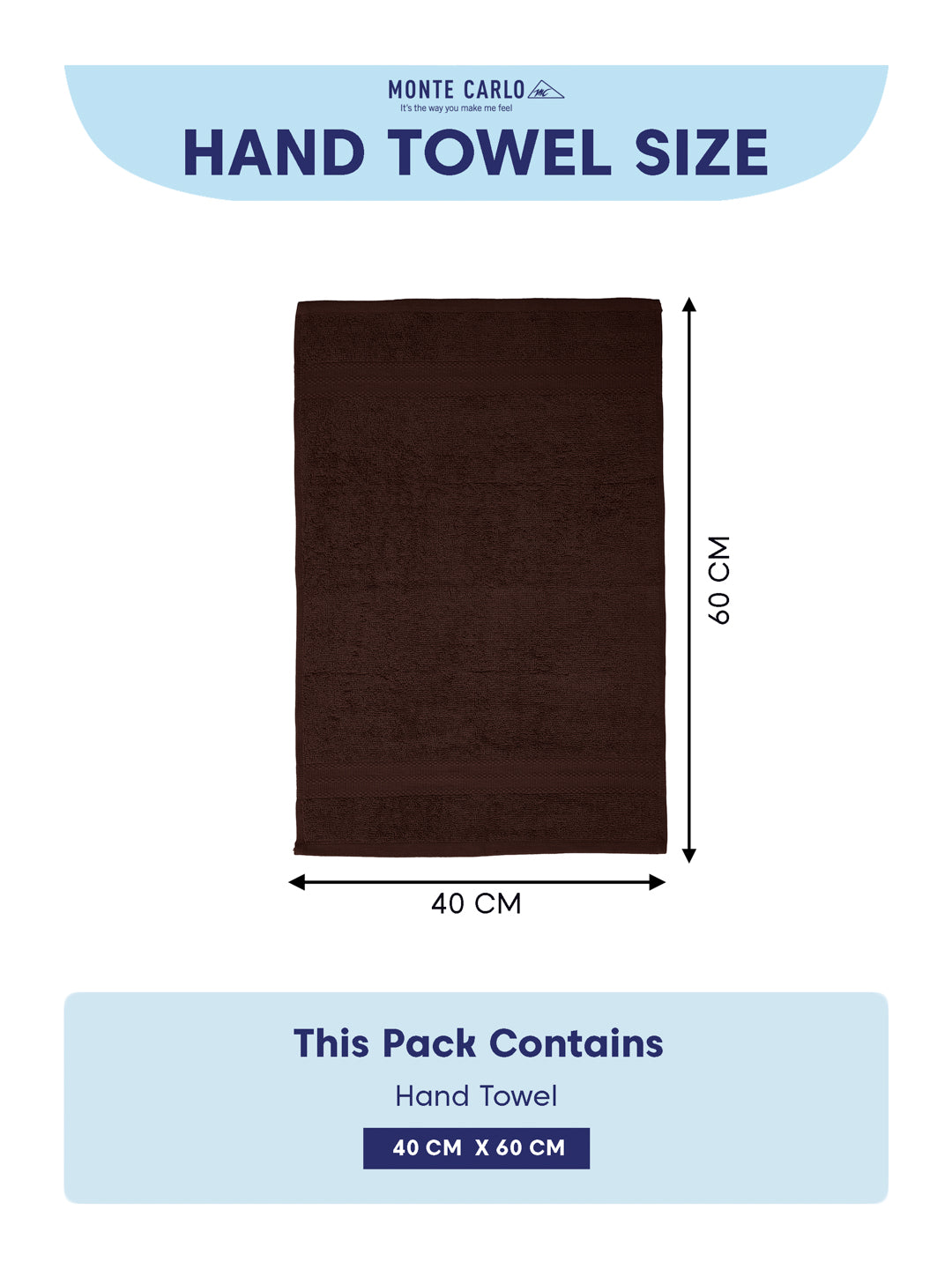 Brown Pure Cotton Solid 380 GSM Hand Towel 2 Pc Set (Jazz Collection)