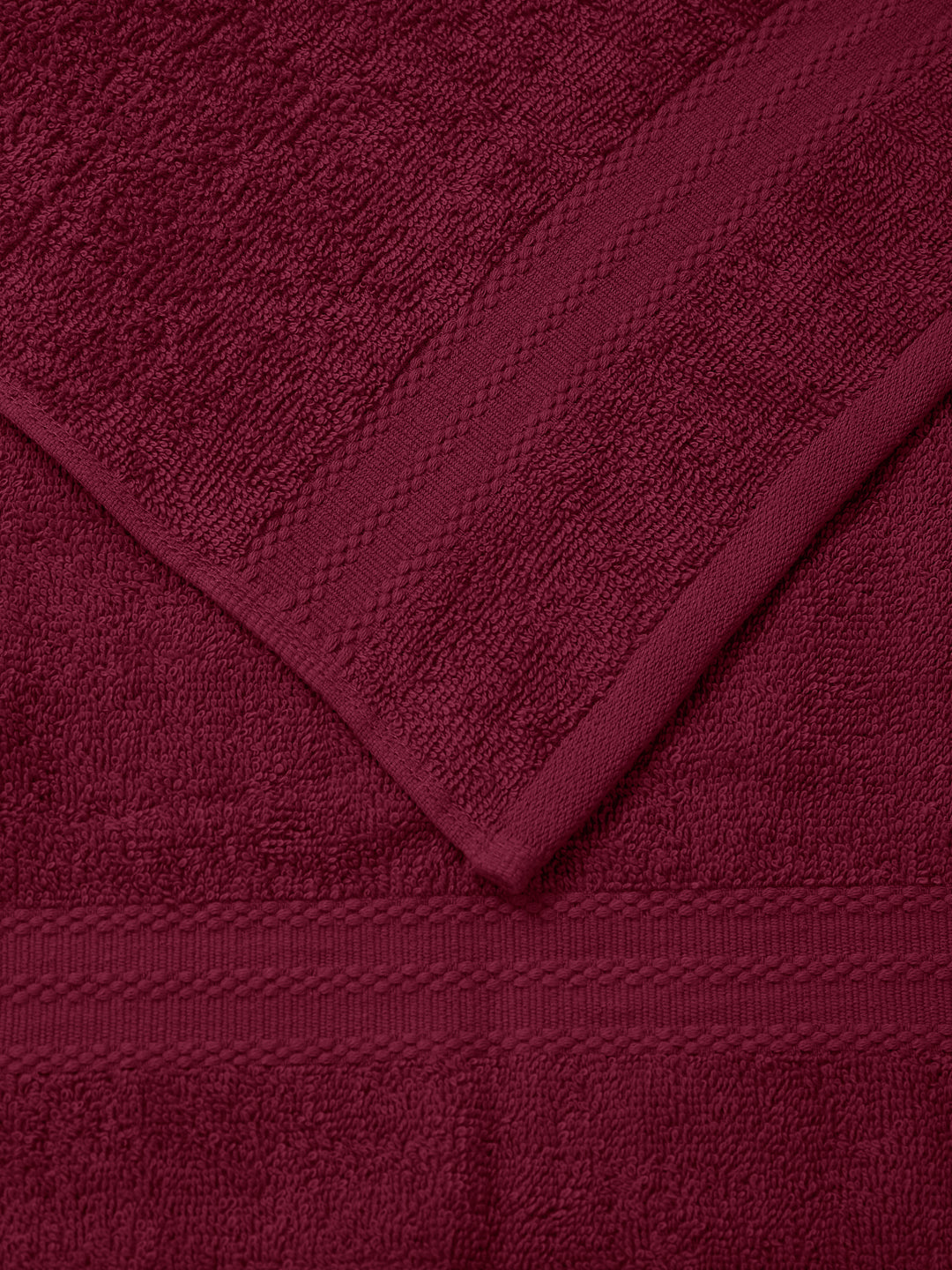 Rose Red Pure Cotton Solid 380 GSM Hand Towel 2 Pc Set (Jazz Collection)