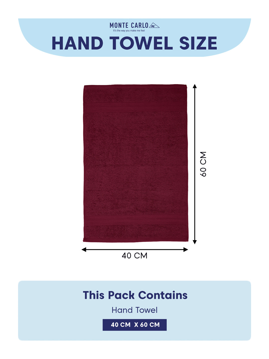 Rose Red Pure Cotton Solid 380 GSM Hand Towel 2 Pc Set (Jazz Collection)
