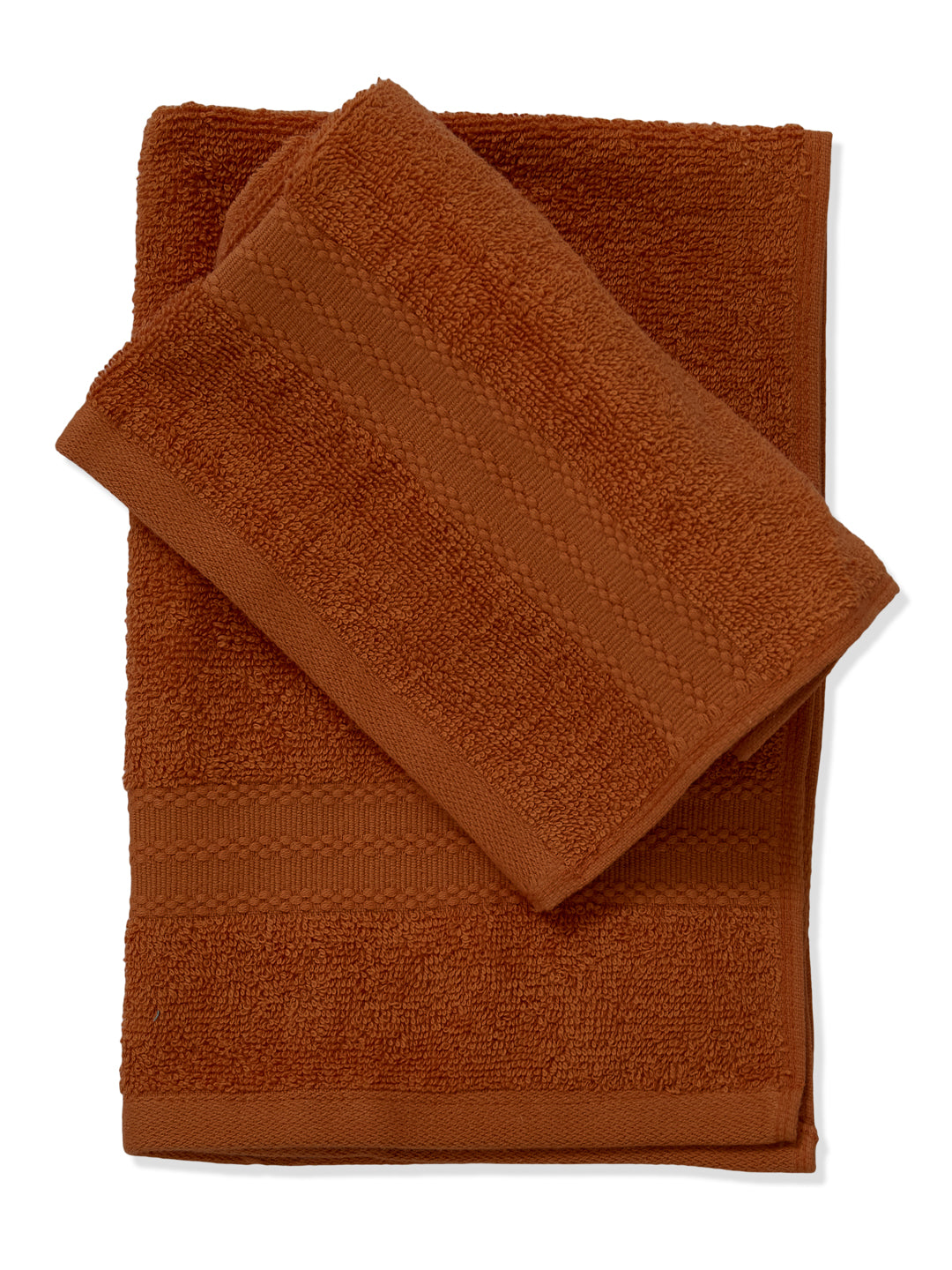 Orange Pure Cotton Solid 380 GSM Hand Towel 2 Pc Set (Jazz Collection)