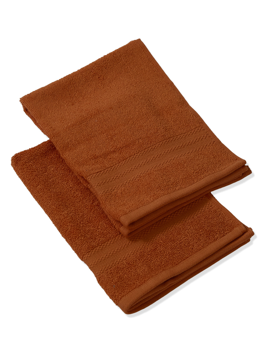 Orange Pure Cotton Solid 380 GSM Hand Towel 2 Pc Set (Jazz Collection)