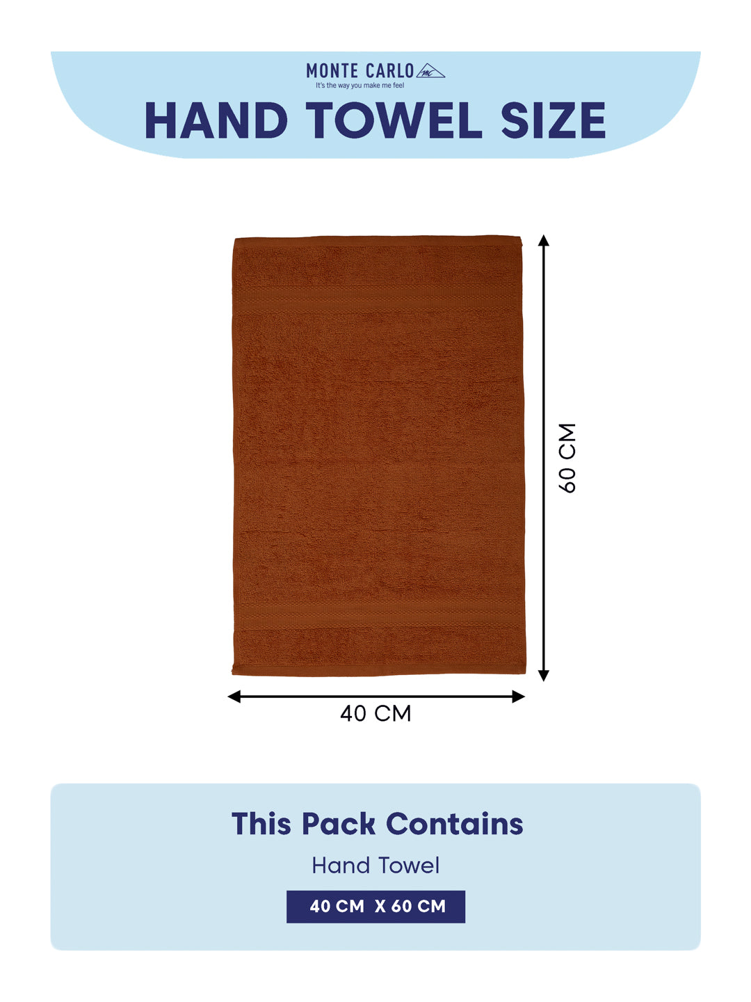 Orange Pure Cotton Solid 380 GSM Hand Towel 2 Pc Set (Jazz Collection)