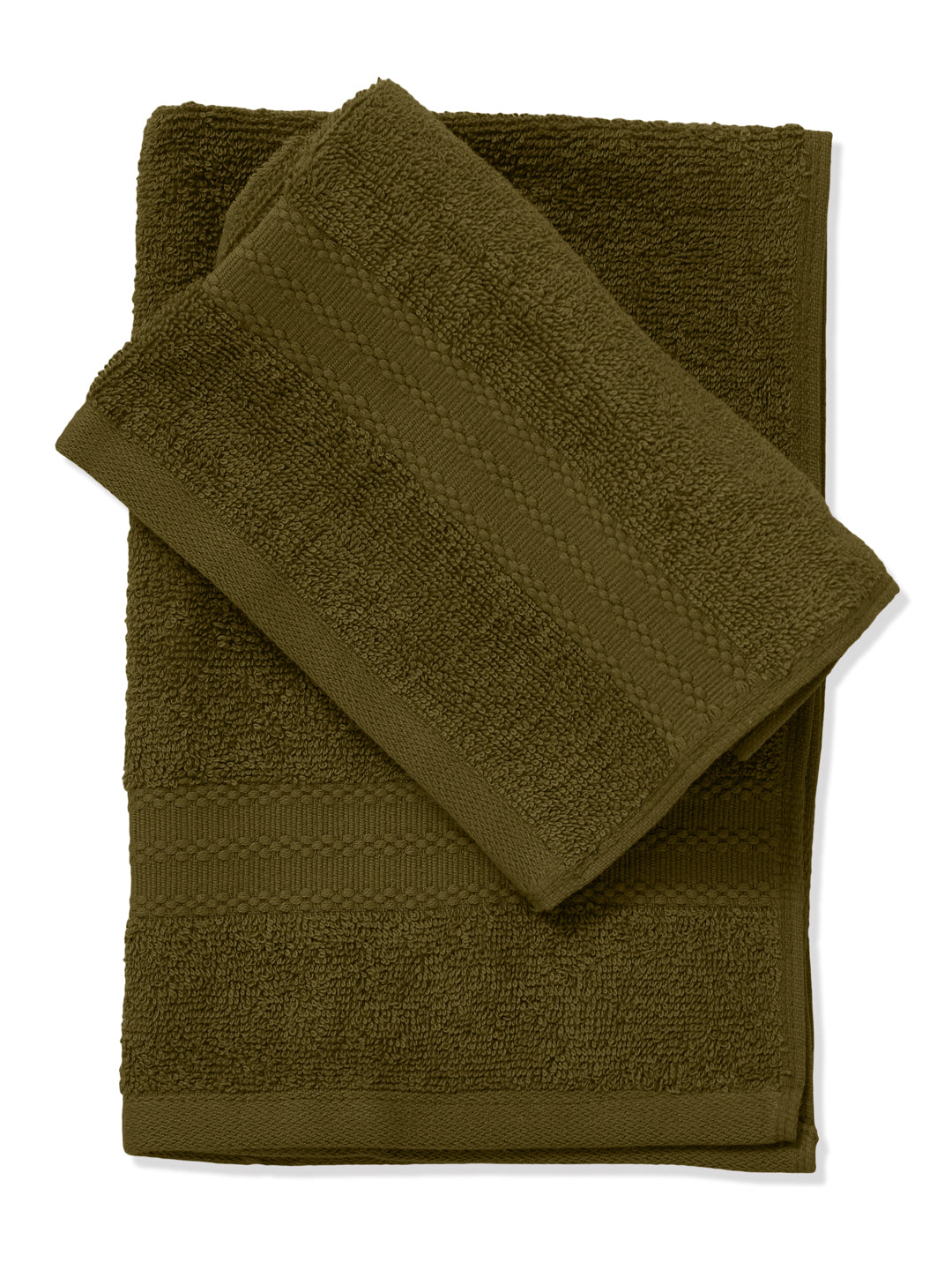 Olive Pure Cotton Solid 380 GSM Hand Towel 2 Pc Set (Jazz Collection)
