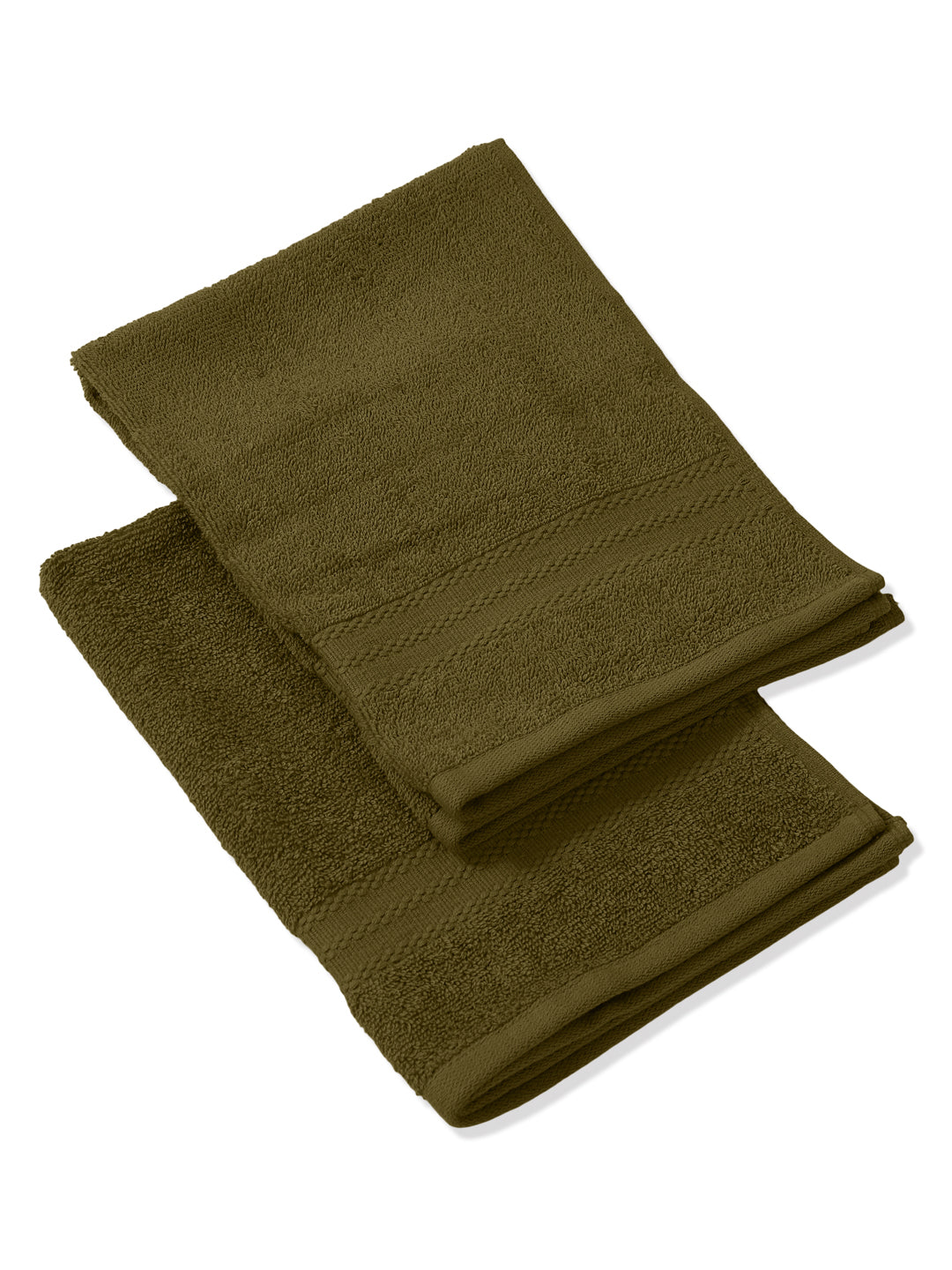 Olive Pure Cotton Solid 380 GSM Hand Towel 2 Pc Set (Jazz Collection)