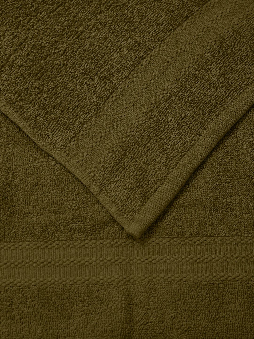 Olive Pure Cotton Solid 380 GSM Hand Towel 2 Pc Set (Jazz Collection)