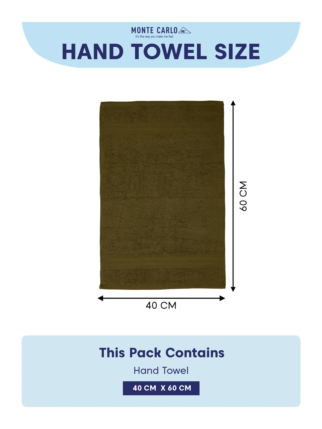 Olive Pure Cotton Solid 380 GSM Hand Towel 2 Pc Set (Jazz Collection)