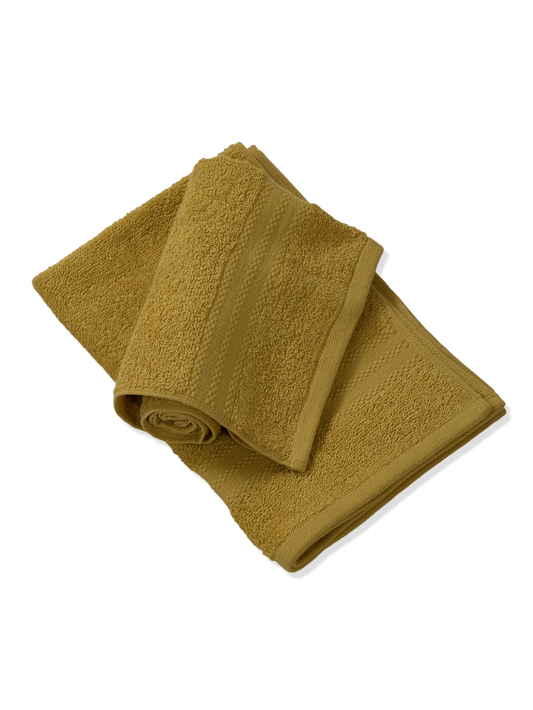 Yellow & Green Pure Cotton Solid 380 GSM Hand Towel 2 Pc Set (Jazz Collection)