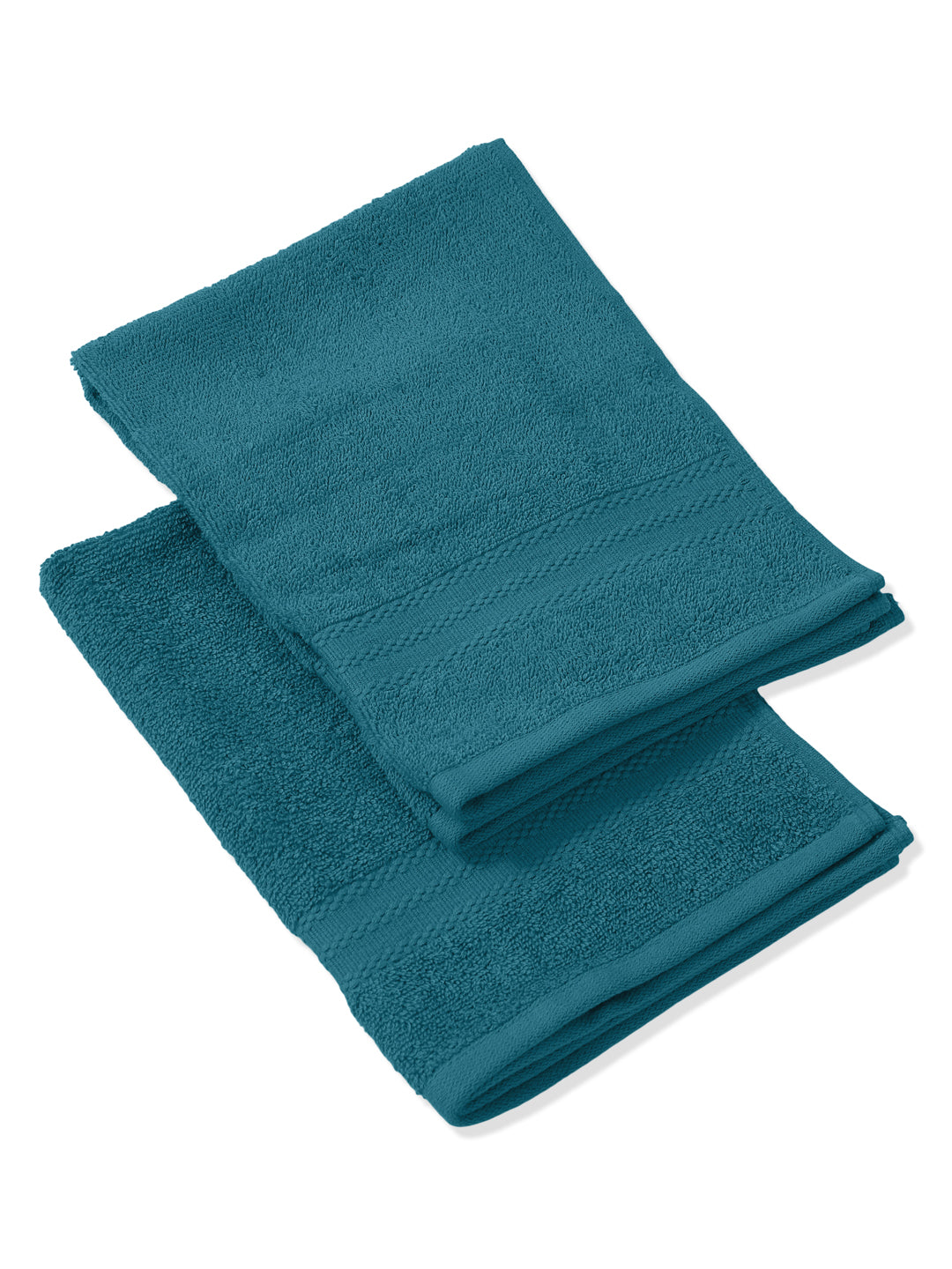 Teal Blue Pure Cotton Solid 380 GSM Hand Towel 2 Pc Set (Jazz Collection)