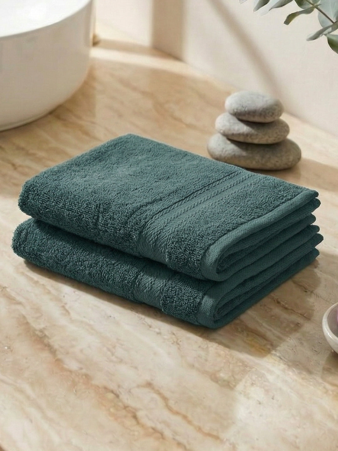 Turquoise Blue Pure Cotton Solid 380 GSM Hand Towel 2 Pc Set (Jazz Collection)