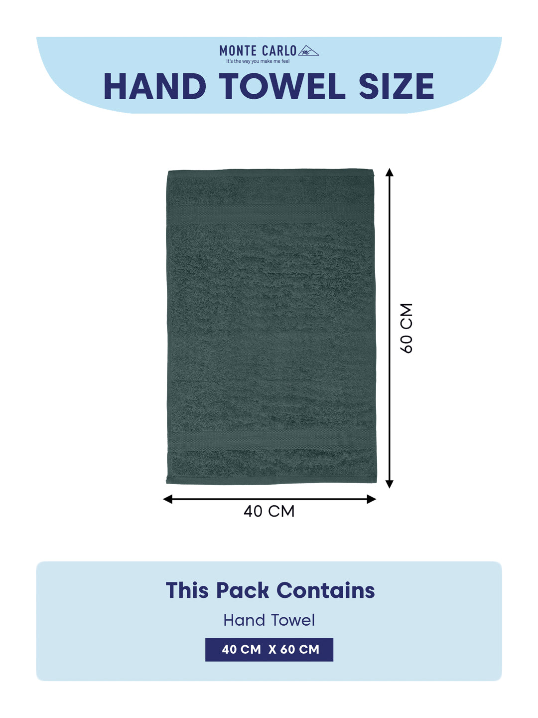 Turquoise Blue Pure Cotton Solid 380 GSM Hand Towel 2 Pc Set (Jazz Collection)