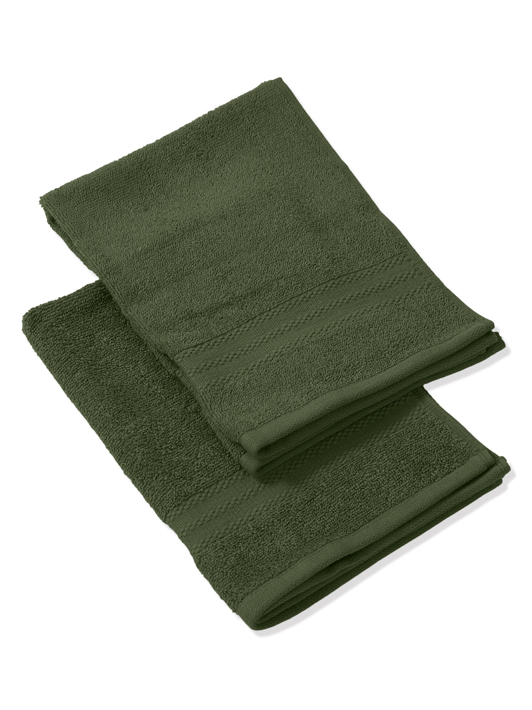 Green Pure Cotton Solid 380 GSM Hand Towel 2 Pc Set (Jazz Collection)