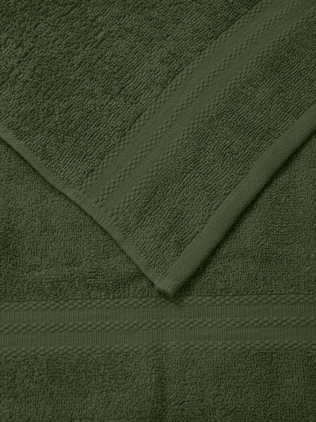 Green Pure Cotton Solid 380 GSM Hand Towel 2 Pc Set (Jazz Collection)