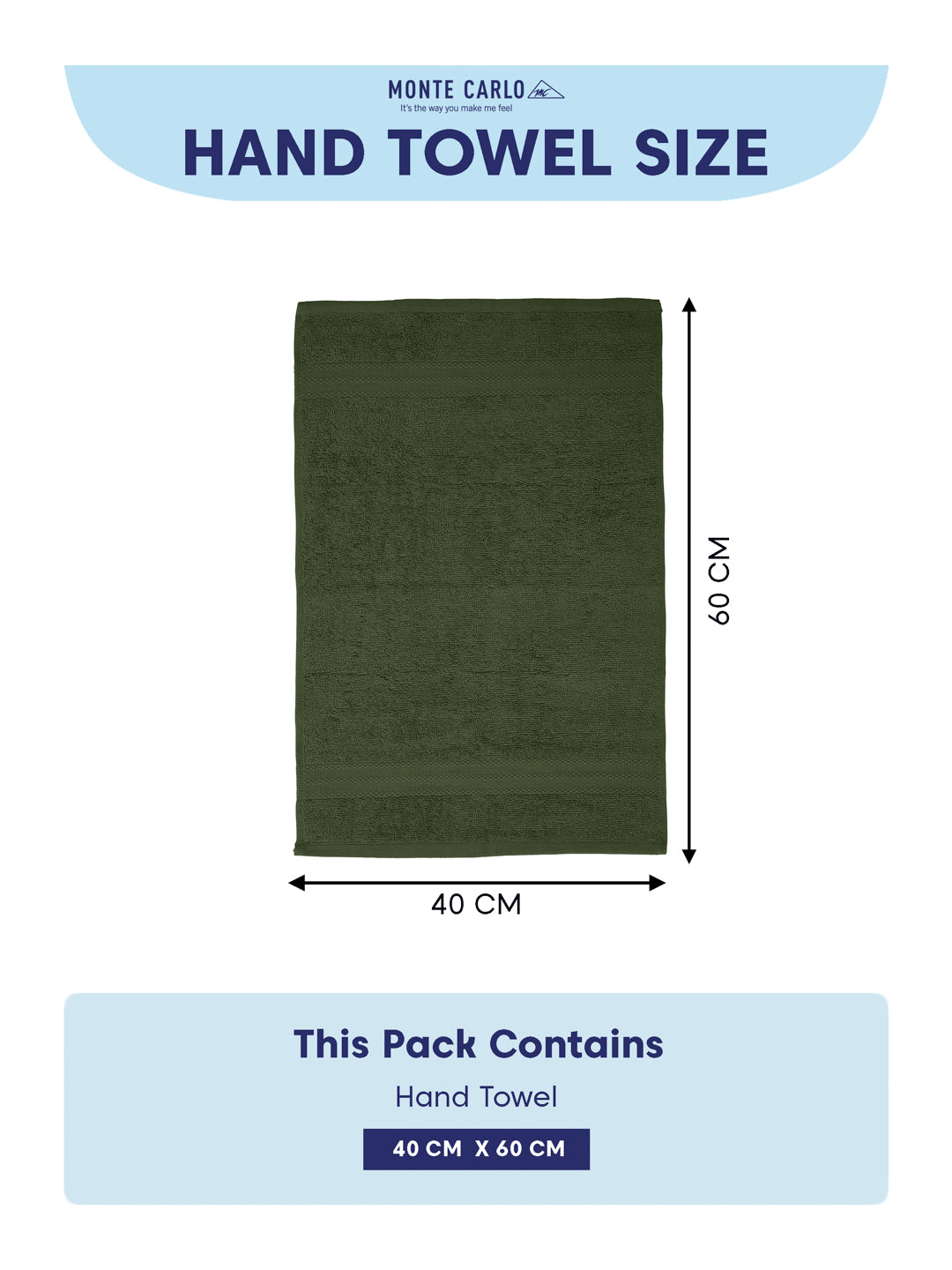 Green Pure Cotton Solid 380 GSM Hand Towel 2 Pc Set (Jazz Collection)