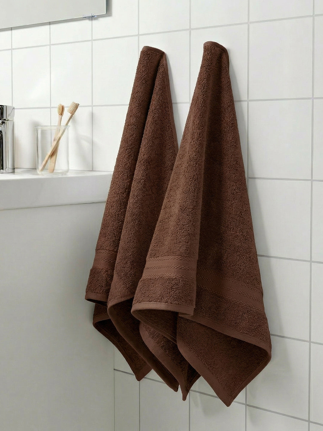 Peach Pure Cotton Solid 380 GSM Hand Towel 2 Pc Set (Jazz Collection)