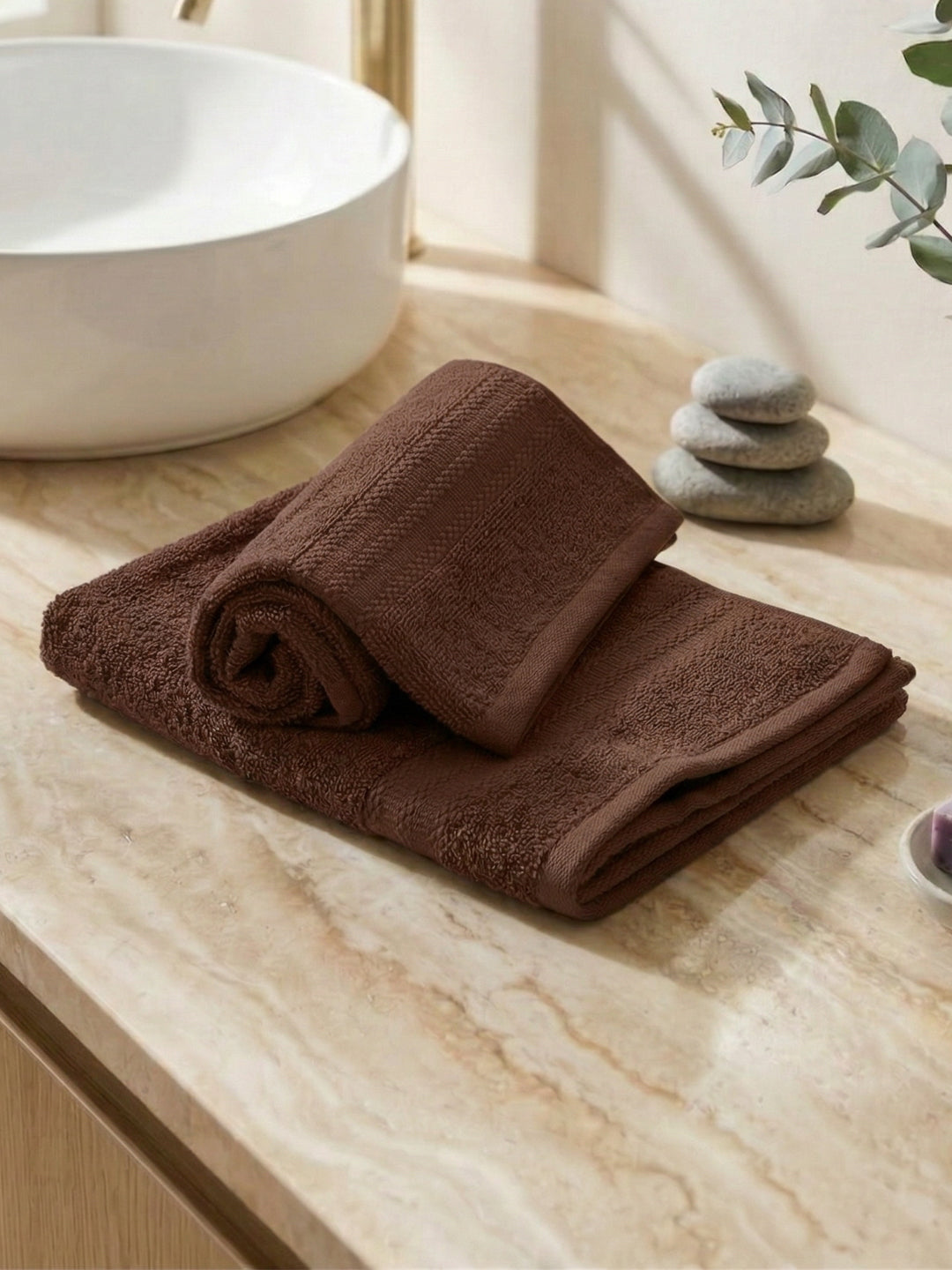 Peach Pure Cotton Solid 380 GSM Hand Towel 2 Pc Set (Jazz Collection)