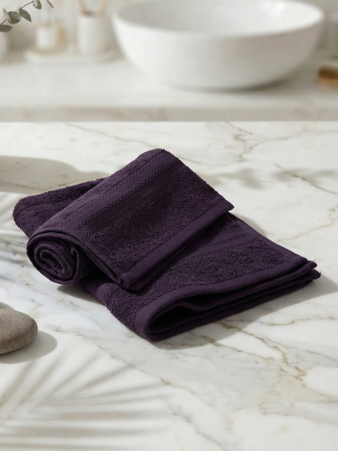 Purple Pure Cotton Solid 380 GSM Hand Towel 2 Pc Set (Jazz Collection)