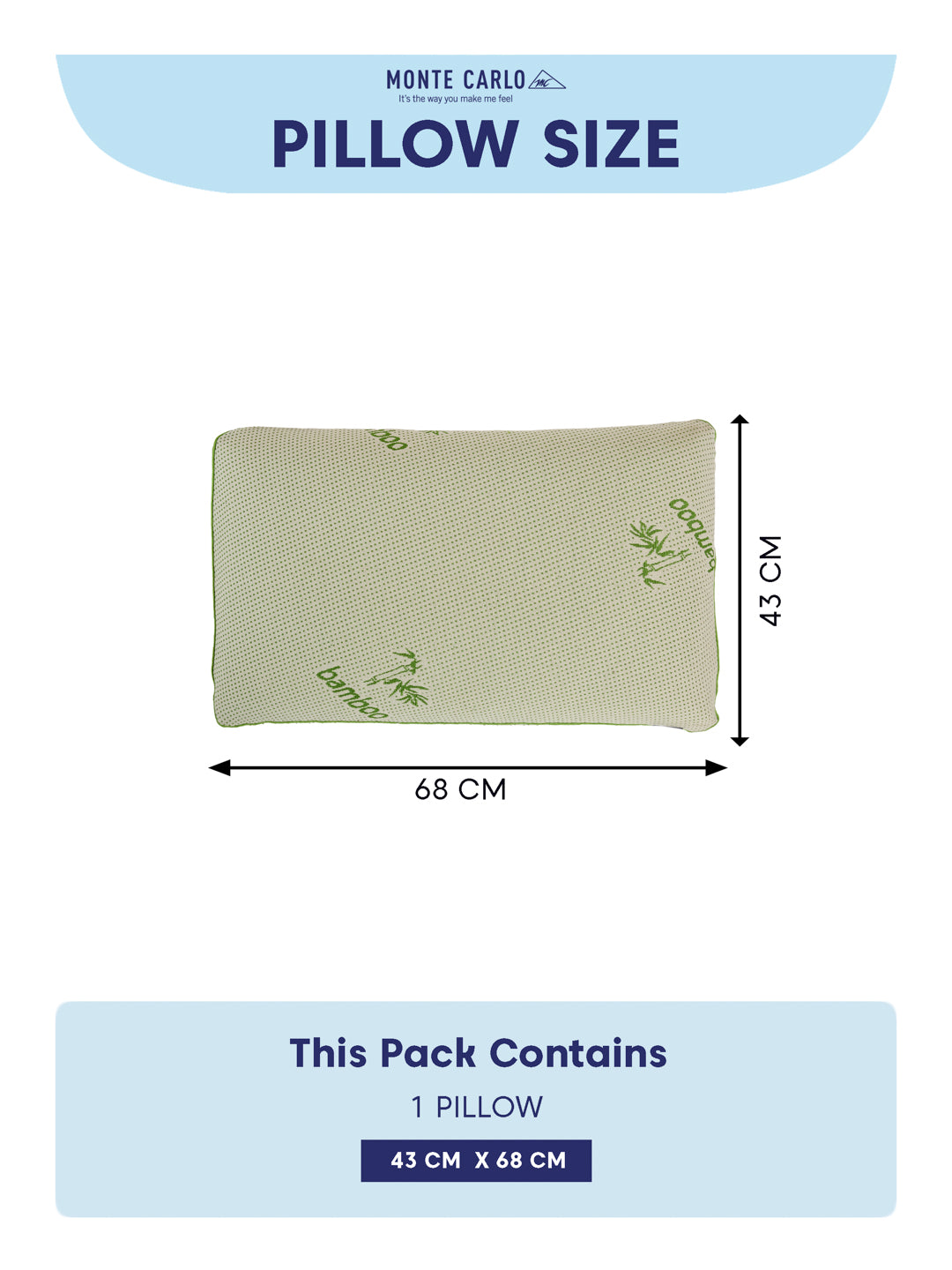 Monte Carlo Eco Bamboo Collection Premium Memory Foam Sleeping Pillow