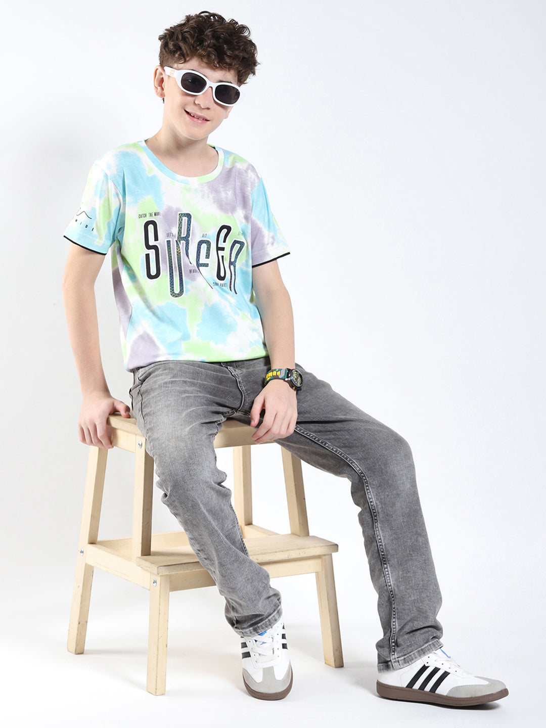 Boys Multicolor Printed Round Neck Half Sleeve T-Shirt